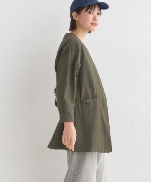 OMNES Another Edition（オムネス アナザーエディション）の「製品染め コットンノーカラージャケット（ノーカラージャケット・レディース・ブラック/ベージュ/カーキ/ミント/モカ・FREE）」の22枚目の写真