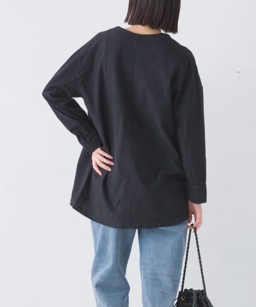 製品染め コットンノーカラージャケット（ノーカラージャケット