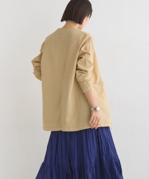 OMNES Another Edition（オムネス アナザーエディション）の「製品染め コットンノーカラージャケット（ノーカラージャケット・レディース・ブラック/ベージュ/カーキ/ミント/モカ・FREE）」の18枚目の写真