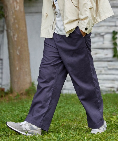 BARK MANHATTAN(バークマンハッタン)の「綿麻ストレッチ タックワイドパンツ(その他パンツ・メンズ・ブラック/ベージュ/ネイビー/ライトオリーブ/チェック・S/M/L)」の4枚目の写真