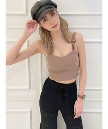 【SETUP着用可】デザインバックルリブビスチェ