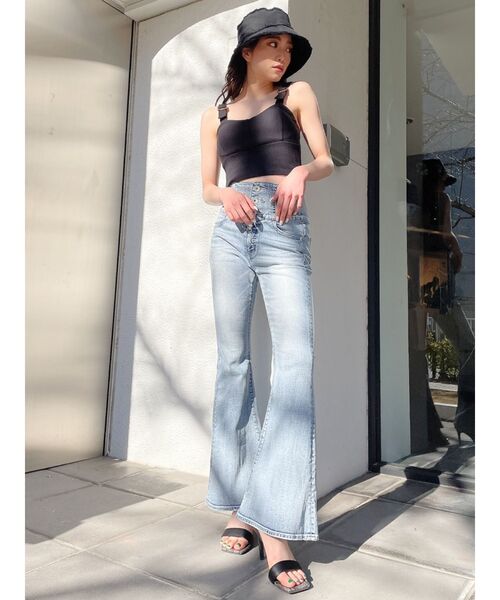 GYDA（ジェイダ）の「【SETUP着用可】デザインバックルリブビスチェ（キャミソール・レディース・ブラック/ベージュ/アイボリー・FREE）」の7枚目の写真