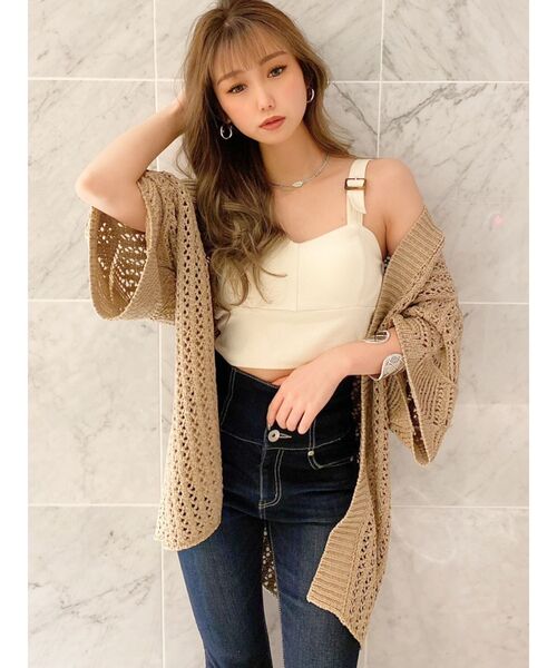 GYDA（ジェイダ）の「【SETUP着用可】デザインバックルリブビスチェ（キャミソール・レディース・ブラック/ベージュ/アイボリー・FREE）」の8枚目の写真