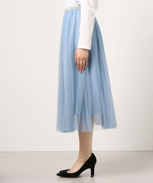 Brownie（ブラウニー）の「Brownie　ラメチュール切替スカート（スカート・レディース・グレー/ブラック/ベージュ/サックスブルー・FREE）」の5枚目の写真