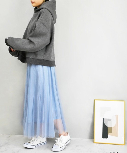 Brownie（ブラウニー）の「Brownie　ラメチュール切替スカート（スカート・レディース・グレー/ブラック/ベージュ/サックスブルー・FREE）」の4枚目の写真