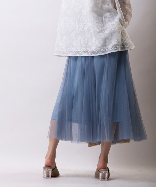 Brownie（ブラウニー）の「Brownie　ラメチュール切替スカート（スカート・レディース・グレー/ブラック/ベージュ/サックスブルー・FREE）」の18枚目の写真