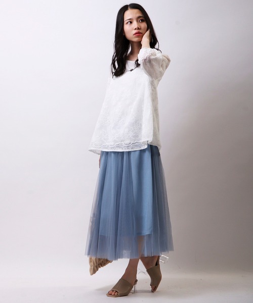 Brownie（ブラウニー）の「Brownie　ラメチュール切替スカート（スカート・レディース・グレー/ブラック/ベージュ/サックスブルー・FREE）」の20枚目の写真