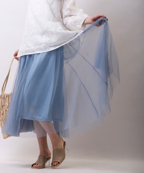 Brownie（ブラウニー）の「Brownie　ラメチュール切替スカート（スカート・レディース・グレー/ブラック/ベージュ/サックスブルー・FREE）」の17枚目の写真