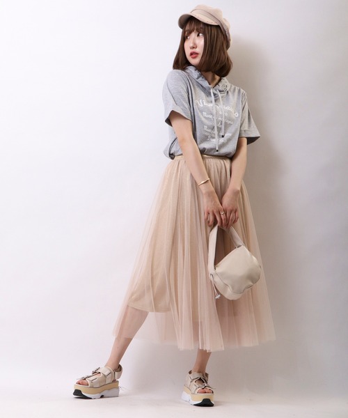 Brownie（ブラウニー）の「Brownie　ラメチュール切替スカート（スカート・レディース・グレー/ブラック/ベージュ/サックスブルー・FREE）」の15枚目の写真