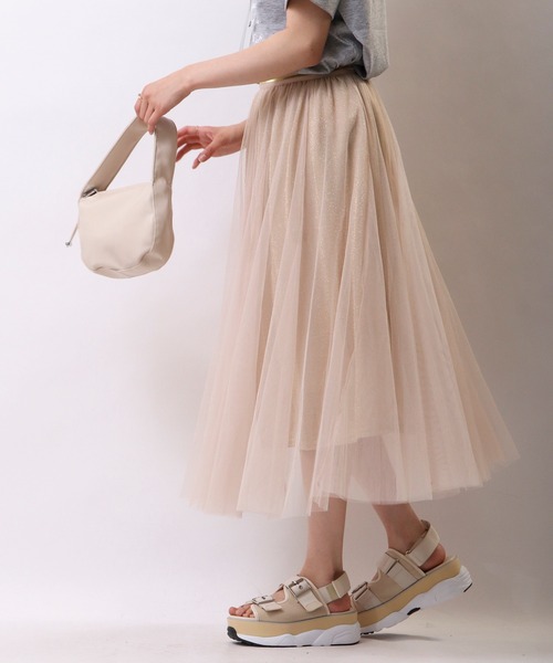 Brownie（ブラウニー）の「Brownie　ラメチュール切替スカート（スカート・レディース・グレー/ブラック/ベージュ/サックスブルー・FREE）」の13枚目の写真