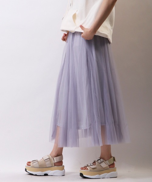 Brownie（ブラウニー）の「Brownie　ラメチュール切替スカート（スカート・レディース・グレー/ブラック/ベージュ/サックスブルー・FREE）」の11枚目の写真