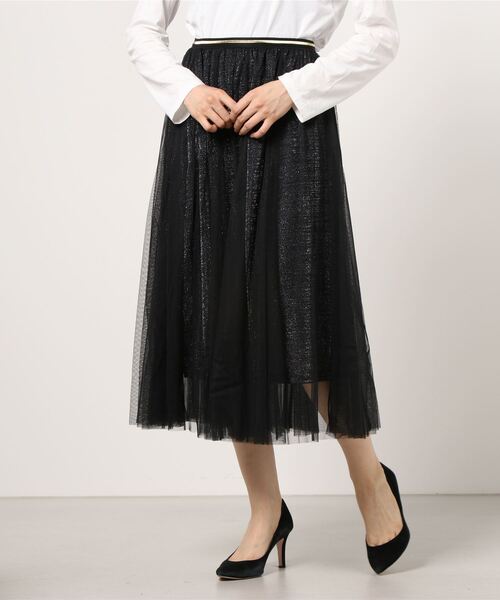 Brownie（ブラウニー）の「Brownie　ラメチュール切替スカート（スカート・レディース・グレー/ブラック/ベージュ/サックスブルー・FREE）」の21枚目の写真