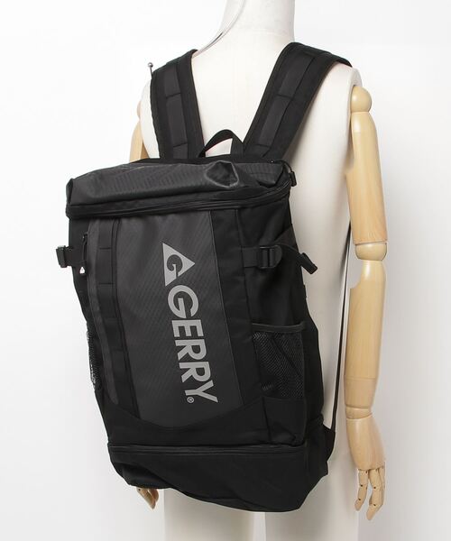 GERRY（ジェリー）の「【GERRY】FUSEレインカバー付きBOXリュック R1194 YMY（バックパック/リュック・メンズ・ブラック×ブラック/ブラック×シルバー・FREE）」の5枚目の写真