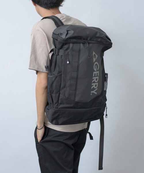 GERRY（ジェリー）の「【GERRY】FUSEレインカバー付きBOXリュック R1194 YMY（バックパック/リュック・メンズ・ブラック×ブラック/ブラック×シルバー・FREE）」の8枚目の写真
