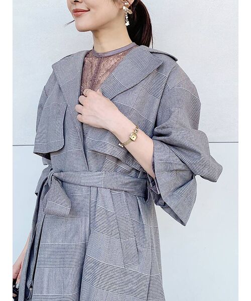 MERCURYDUO（マーキュリーデュオ）の「バックカシュクールプリーツトレンチコート（チェスターコート・レディース・ベージュ/その他1・SMALL/MEDIUM）」の13枚目の写真