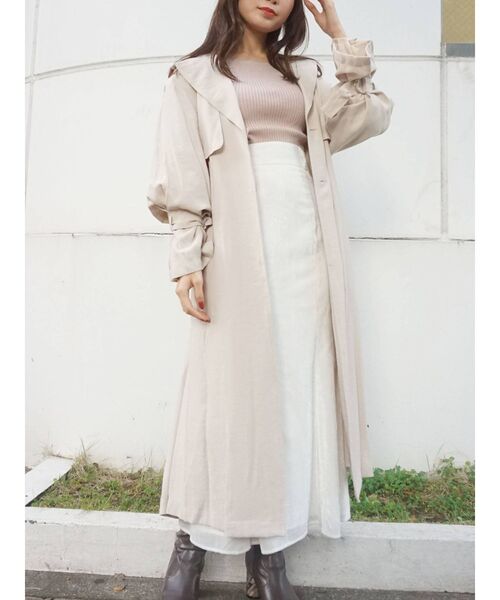 MERCURYDUO（マーキュリーデュオ）の「バックカシュクールプリーツトレンチコート（チェスターコート・レディース・ベージュ/その他1・SMALL/MEDIUM）」の11枚目の写真