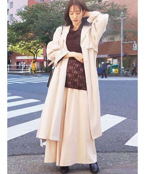 MERCURYDUO（マーキュリーデュオ）の「バックカシュクールプリーツトレンチコート（チェスターコート・レディース・ベージュ/その他1・SMALL/MEDIUM）」の6枚目の写真