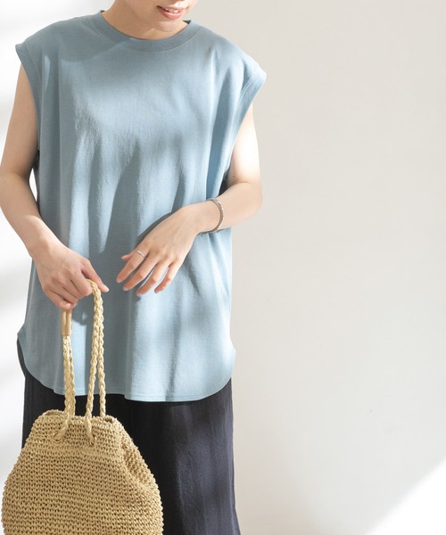 FORK&SPOON（フォークアンドスプーン）の「FORK&SPOON　コットンリネンノースリーブTシャツ（Tシャツ/カットソー・レディース・チャコールグレー/ホワイト系その他/ブルー系その他・ONE）」の20枚目の写真