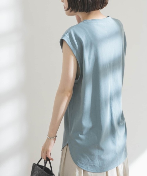 FORK&SPOON（フォークアンドスプーン）の「FORK&SPOON　コットンリネンノースリーブTシャツ（Tシャツ/カットソー・レディース・チャコールグレー/ホワイト系その他/ブルー系その他・ONE）」の14枚目の写真