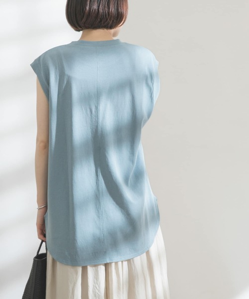 FORK&SPOON（フォークアンドスプーン）の「FORK&SPOON　コットンリネンノースリーブTシャツ（Tシャツ/カットソー・レディース・チャコールグレー/ホワイト系その他/ブルー系その他・ONE）」の21枚目の写真