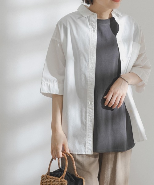 FORK&SPOON（フォークアンドスプーン）の「FORK&SPOON　コットンリネンノースリーブTシャツ（Tシャツ/カットソー・レディース・チャコールグレー/ホワイト系その他/ブルー系その他・ONE）」の22枚目の写真