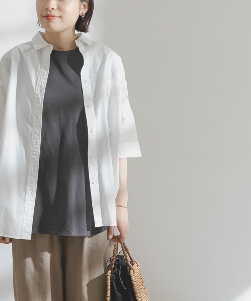 FORK&SPOON（フォークアンドスプーン）の「FORK&SPOON　コットンリネンノースリーブTシャツ（Tシャツ/カットソー・レディース・チャコールグレー/ホワイト系その他/ブルー系その他・ONE）」の6枚目の写真