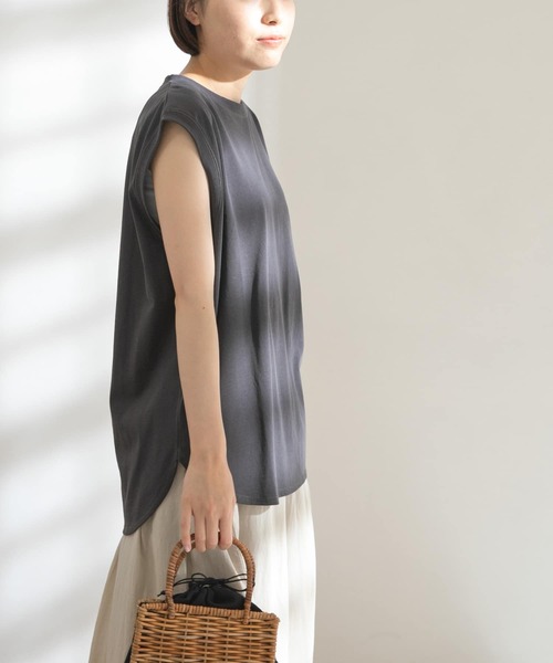 FORK&SPOON（フォークアンドスプーン）の「FORK&SPOON　コットンリネンノースリーブTシャツ（Tシャツ/カットソー・レディース・チャコールグレー/ホワイト系その他/ブルー系その他・ONE）」の16枚目の写真