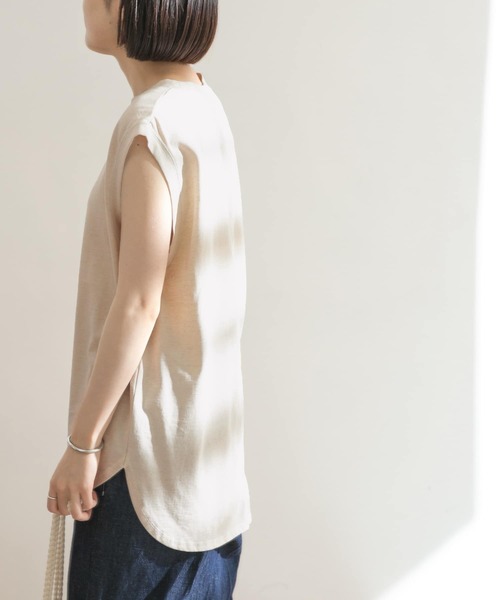 FORK&SPOON（フォークアンドスプーン）の「FORK&SPOON　コットンリネンノースリーブTシャツ（Tシャツ/カットソー・レディース・チャコールグレー/ホワイト系その他/ブルー系その他・ONE）」の7枚目の写真