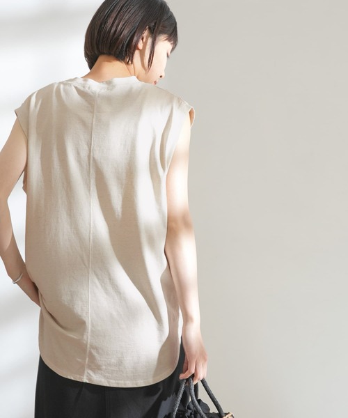 FORK&SPOON（フォークアンドスプーン）の「FORK&SPOON　コットンリネンノースリーブTシャツ（Tシャツ/カットソー・レディース・チャコールグレー/ホワイト系その他/ブルー系その他・ONE）」の17枚目の写真