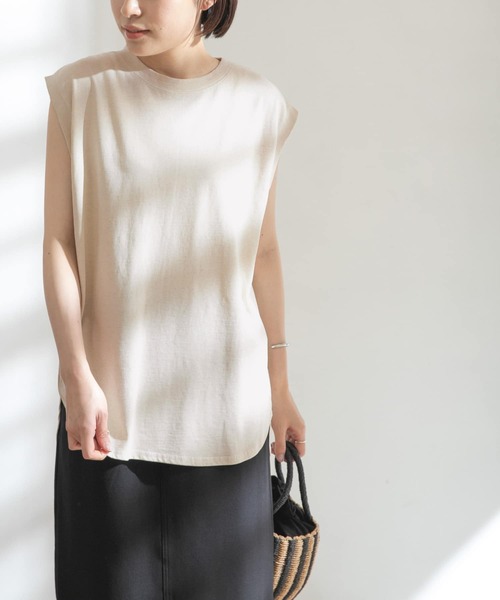 FORK&SPOON（フォークアンドスプーン）の「FORK&SPOON　コットンリネンノースリーブTシャツ（Tシャツ/カットソー・レディース・チャコールグレー/ホワイト系その他/ブルー系その他・ONE）」の18枚目の写真