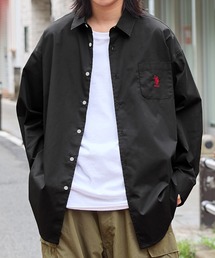 U.S. POLO ASSN. /ユーエスポロアッスン 別注 ワンポイント刺繍ロゴ オーバーサイズ L/S レギュラーカラーブロード/デニム シャツ