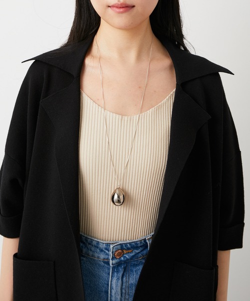 ADAM ET ROPE'（アダムエロペ）の「【セットアップ対応】メンアセリネンニットジャケット（テーラードジャケット・レディース・ブラック/ベージュ・FREE）」の8枚目の写真