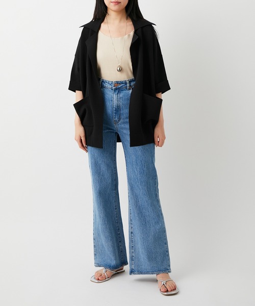 ADAM ET ROPE'（アダムエロペ）の「【セットアップ対応】メンアセリネンニットジャケット（テーラードジャケット・レディース・ブラック/ベージュ・FREE）」の11枚目の写真