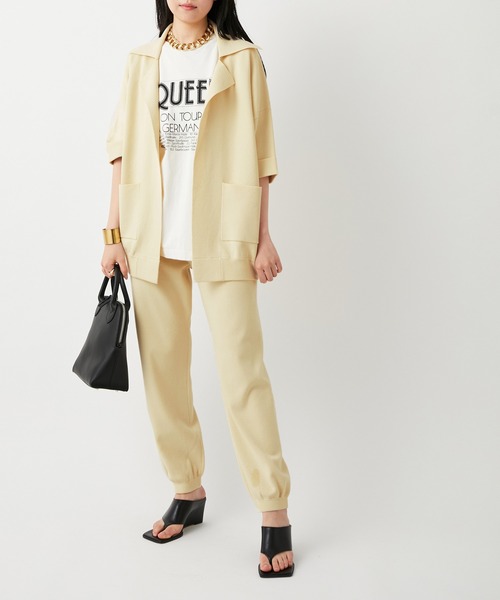 ADAM ET ROPE'（アダムエロペ）の「【セットアップ対応】メンアセリネンニットジャケット（テーラードジャケット・レディース・ブラック/ベージュ・FREE）」の12枚目の写真