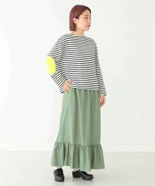 BEAMS BOY（ビームスボーイ）の「BEAMS BOY / エルボーパッチ バスク ロングスリーブ カットソー（Tシャツ/カットソー・レディース・ブラウン/オフホワイト/その他/ナチュラル・ONE SIZE）」の9枚目の写真