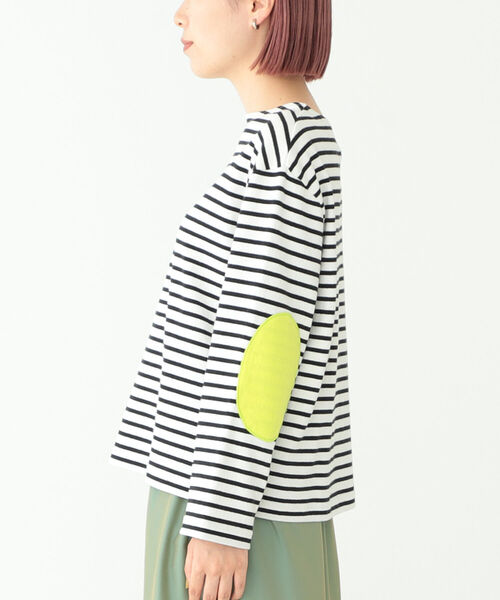 BEAMS BOY（ビームスボーイ）の「BEAMS BOY / エルボーパッチ バスク ロングスリーブ カットソー（Tシャツ/カットソー・レディース・ブラウン/オフホワイト/その他/ナチュラル・ONE SIZE）」の8枚目の写真