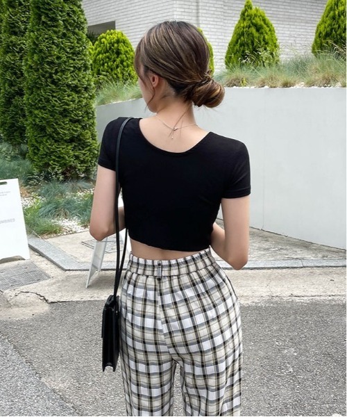 SONA（ソナ）の「SONYUNARA チェック柄ピンタックロングスラックス（スラックス・レディース・ベージュ・FREE）」の3枚目の写真