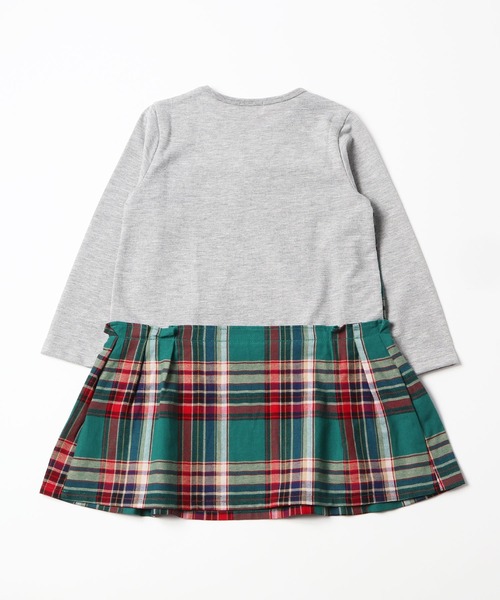 trois lapins kp（トロワラパンケーピー）の「先染めチェックドッキングワンピース(100-130cm)（ワンピース・キッズ・グリーン/レッド・110cm/120cm/100cm/130cm）」の3枚目の写真