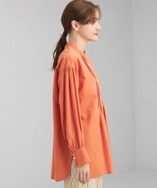 green label relaxing（グリーンレーベルリラクシング）の「ピンタック チュニック ブラウス（シャツ/ブラウス・レディース・オレンジ/ダークグレー/ホワイト・FREE）」の5枚目の写真