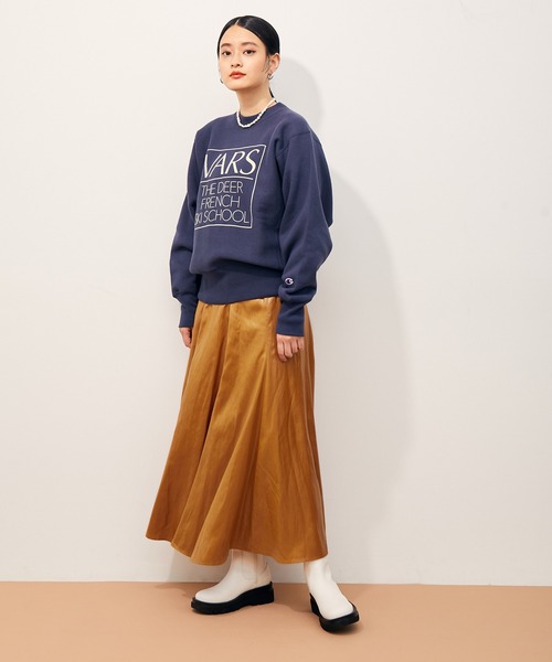 ADAM ET ROPE'（アダムエロペ）の「レザーライクサテンスカート（スカート・レディース・ブラック/キャメル・38/36）」の11枚目の写真