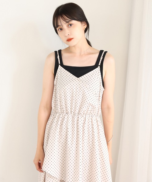 one after another NICE CLAUP(ワンアフターアナザーナイスクラップ)の「【Web限定】前後2Wayラッフルキャミワンピース(ワンピース・レディース・ブラック系/サックスブルー系/ホワイト系その他・FREE)」の13枚目の写真