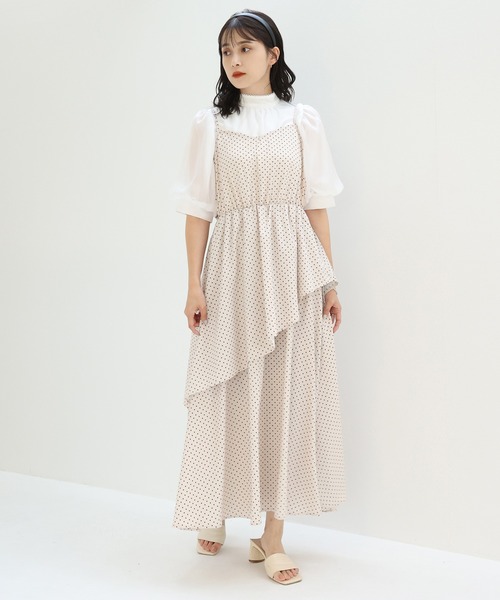one after another NICE CLAUP(ワンアフターアナザーナイスクラップ)の「【Web限定】前後2Wayラッフルキャミワンピース(ワンピース・レディース・ブラック系/サックスブルー系/ホワイト系その他・FREE)」の6枚目の写真