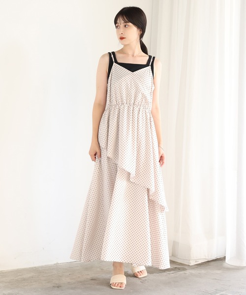 one after another NICE CLAUP(ワンアフターアナザーナイスクラップ)の「【Web限定】前後2Wayラッフルキャミワンピース(ワンピース・レディース・ブラック系/サックスブルー系/ホワイト系その他・FREE)」の20枚目の写真