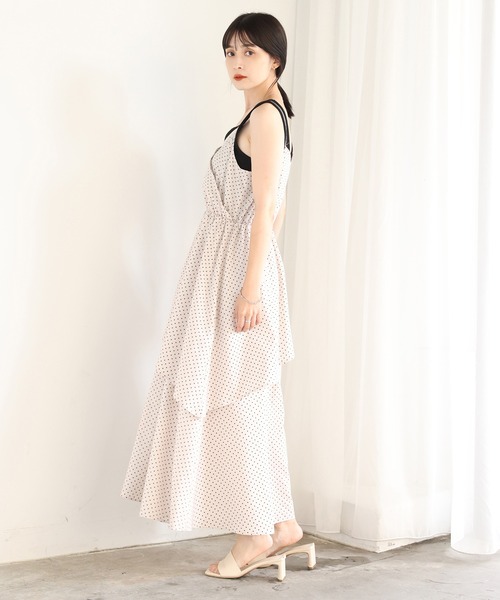 one after another NICE CLAUP(ワンアフターアナザーナイスクラップ)の「【Web限定】前後2Wayラッフルキャミワンピース(ワンピース・レディース・ブラック系/サックスブルー系/ホワイト系その他・FREE)」の5枚目の写真