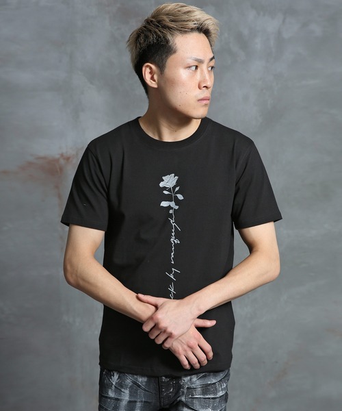 BLACK by VANQUISH(ブラックバイバンキッシュ)の「【BLACK by VANQUISH】ローズアイコンクルーネック半袖Tシャツ/カットソー(Tシャツ/カットソー・メンズ・ホワイト/ブラック・M/XL/L)」の9枚目の写真