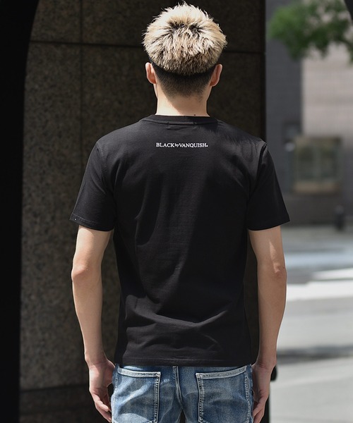 BLACK by VANQUISH(ブラックバイバンキッシュ)の「【BLACK by VANQUISH】ローズアイコンクルーネック半袖Tシャツ/カットソー(Tシャツ/カットソー・メンズ・ホワイト/ブラック・M/XL/L)」の7枚目の写真