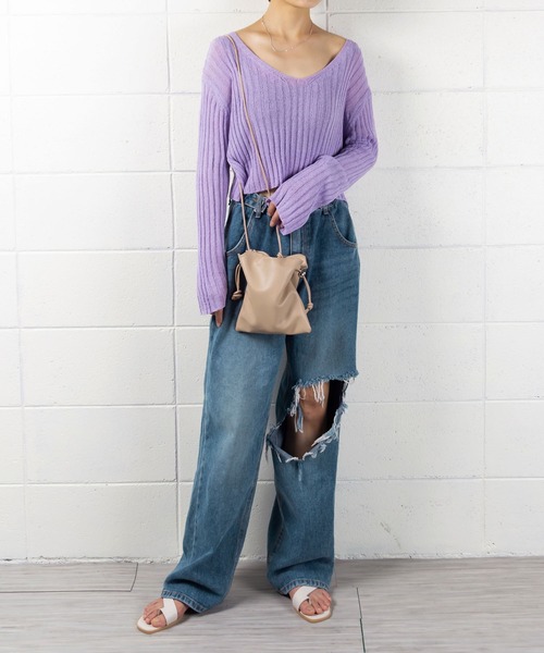 me+em select(ミームセレクト)の「【 6COLOR 】巾着ポーチショルダーバッグ(ショルダーバッグ・レディース・イエロー/ブルー/ブラック/グリーン/カーキ/ホワイト・FREE)」の18枚目の写真