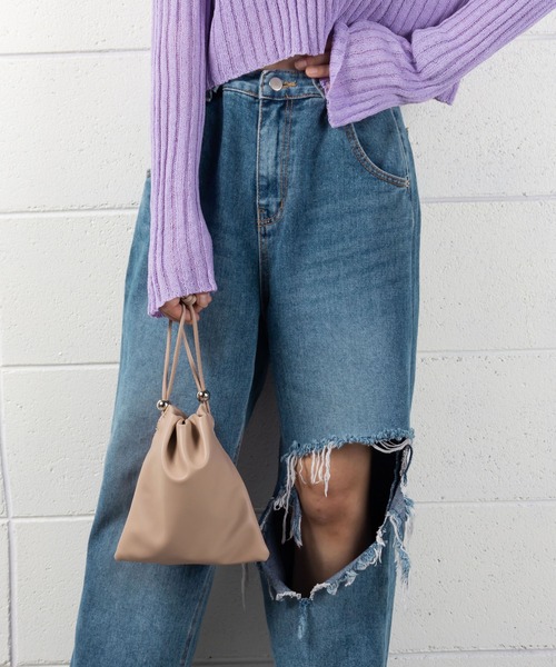 me+em select(ミームセレクト)の「【 6COLOR 】巾着ポーチショルダーバッグ(ショルダーバッグ・レディース・イエロー/ブルー/ブラック/グリーン/カーキ/ホワイト・FREE)」の17枚目の写真