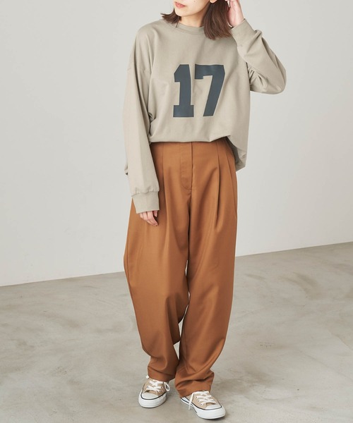 &yam(アンドヤム)の「ビッグナンバー'17'ロゴスウェット【親子お揃い/リンクコーデ】(スウェット・レディース・パープル/ブラウン/グレー・FREE)」の7枚目の写真