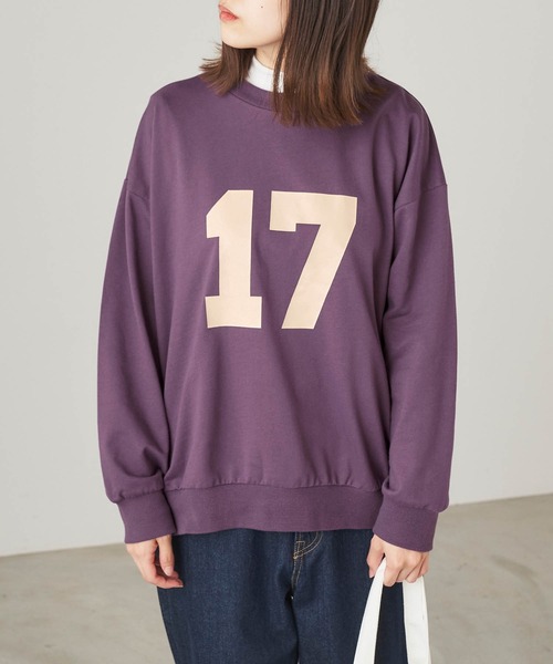 &yam(アンドヤム)の「ビッグナンバー'17'ロゴスウェット【親子お揃い/リンクコーデ】(スウェット・レディース・パープル/ブラウン/グレー・FREE)」の12枚目の写真